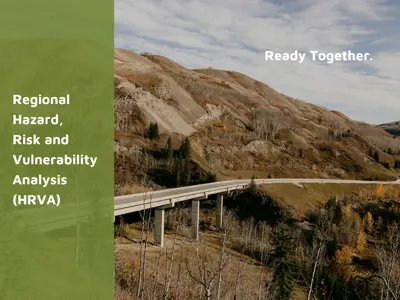Rolling hills in the Peace River Regional District with 'Ready Together' text in white on the top right of the image