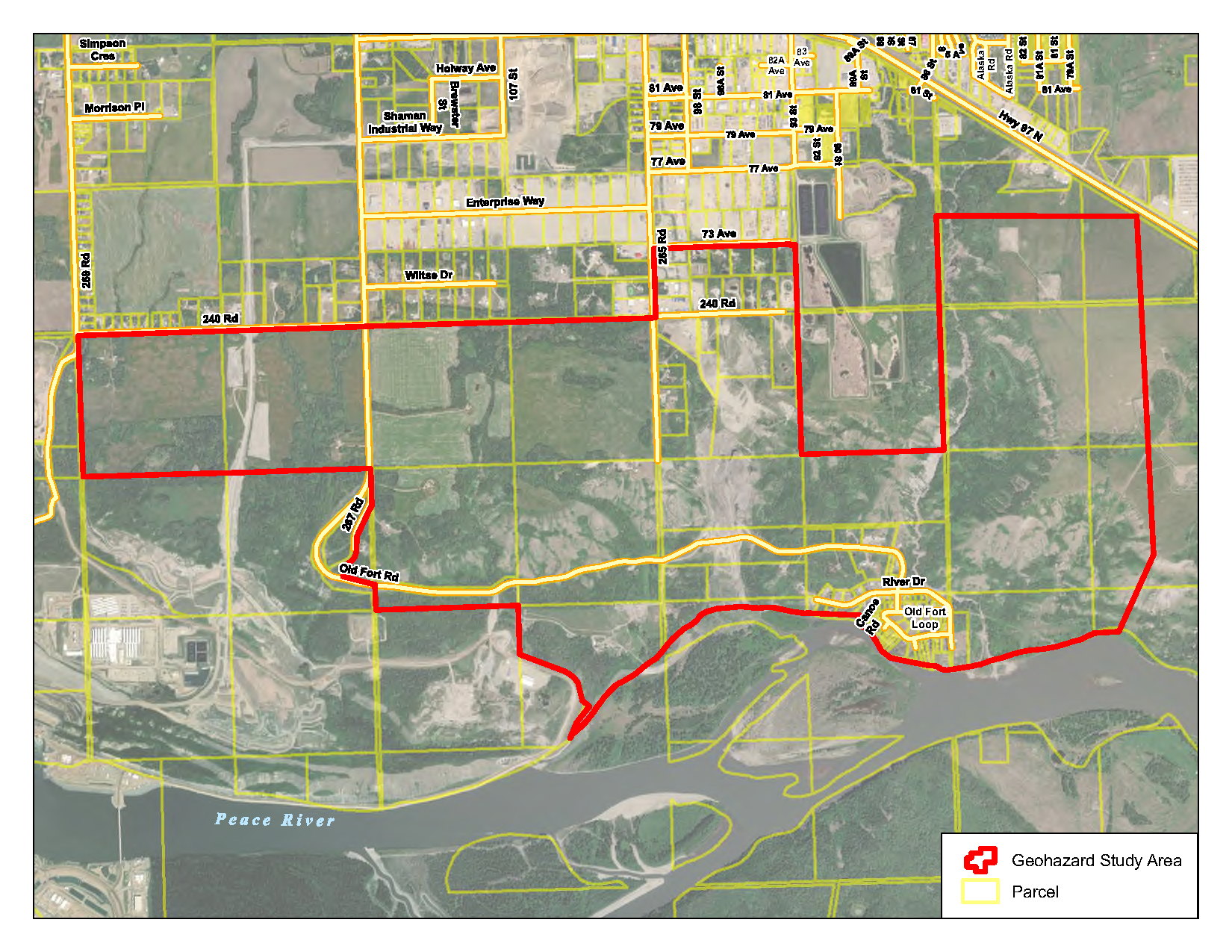 Map of the affected area for the Old Fort Study Area